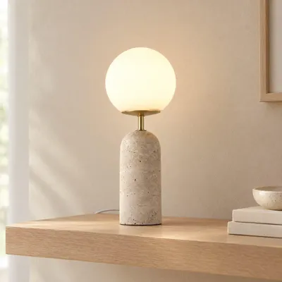 Produktbild von lusenz Tischleuchte Naeva travertino s 25W IP20 Weiß Travertin klein