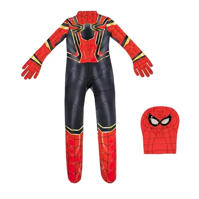 Immagine prodotto di Costume da supereroe Spider-Man per bambini con maschera, taglia 98-110 S