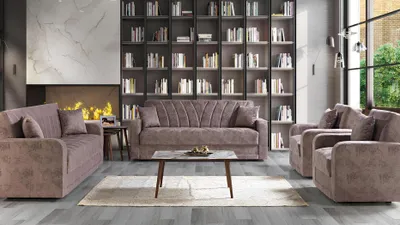 Immagine prodotto di Set di divani 3211 legno soggiorno lusso divano tessuto completo divano mobili
