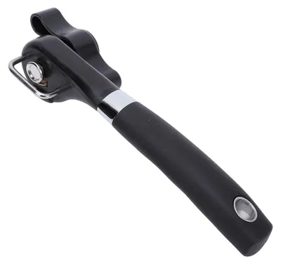 Image de Ouvre-boîte manuel ergonomique avec poignée antidérapante et bords lisses, en acier inoxydable