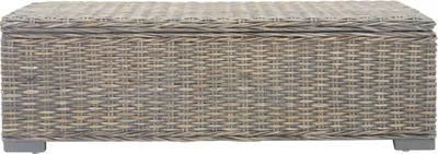 Obrázek produktu pro vidaXL Truhla šedá 110 cm přírodní ratan Kubu a mahagonový masiv