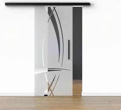Produktbild von Pertura Glasschiebetür Komplettset Glera Tangle 02 900x2175 mm Links inkl. Beschlag Selir Aluminium schwarz,Stangengriff