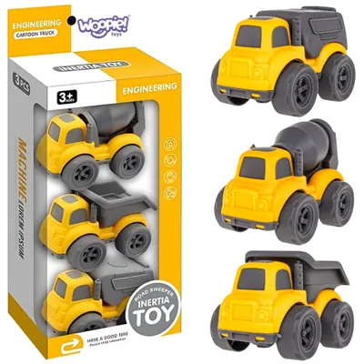 Image de WOOPIE - Set 3 en 1 : Véhicules de chantier - Camion-benne, bétonnière, camion-benne