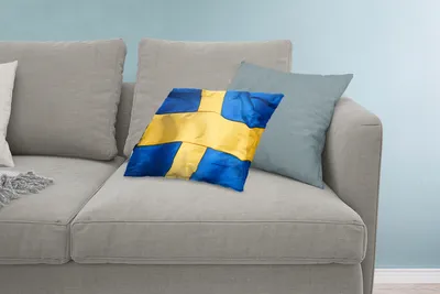 Produktbild von MuchoWow® Zierkissen Sofakissen Wohnzimmer Dekokissen 60x40 cm Nahaufnahme der Flagge von Schweden - Kopfkissen - Polster mit Foto