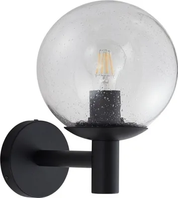 Produktbild von Lindby Außenwandleuchte Dangan, schwarz/klar, Glas, Ø 20 cm