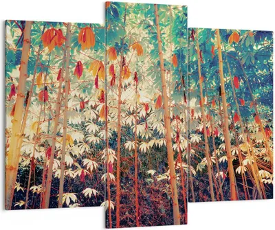 Produktbild von Bild auf Leinwand - Leinwandbild - 3 Teile - Pflanzen tropisch orange - 130x100cm - Wand Bild - Wanddeko - Wandbilder - Leinwanddruck - Bilder - Wanddekoration - Leinwand bilder - CB130x100-4393
