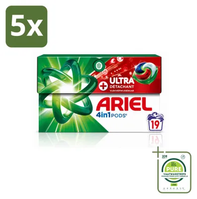 Produktbild von 5 x Ariel 4in1 Pods Ultra Vlekverwijderaar Wasmiddel - Großpackung - 5 Stücke