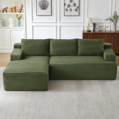 Image de Canapé sectionnel modulaire en forme de L, style Cloud, assise profonde, sans montage, convertible en lit, pour salon, chambre ou appartement