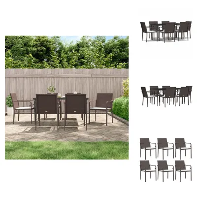 Produktbild von vidaXL 7-tlg. Garten-Essgruppe mit Kissen Poly Rattan und Stahl -  Gartenmöbel-Sets