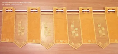 Produktbild von Stickerei-Kurzgardine mit Stangendurchzug, apricot ca. 30cm hoch