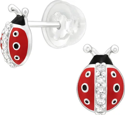 Produktbild von Ohrringe Ohrstecker 925 Sterling Silber Marienkäfer mit Zirkoniasteinen
