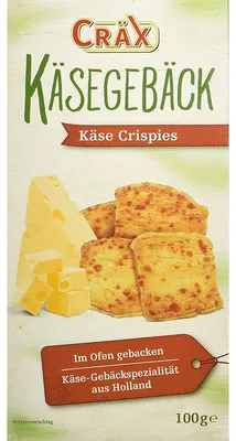 Produktbild von Cräx Käsegebäck Käse Crispies Butter Blätterteig Käsegebäck 100g