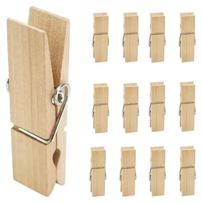Immagine prodotto di Mollette di legno - Legno naturale - 12 pezzi - 7,2 x 1,8 cm - Per bucato e bricolage