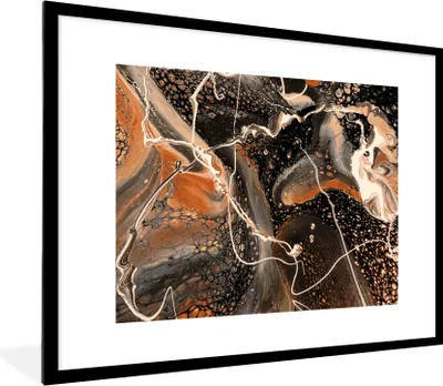 Produktbild von MuchoWow® Gerahmtes Poster Acrylfarbe - Rot - Weiß 80x60 cm - Poster mit Schwarzem Bilderrahmen Wandposter Rahmen Foto Bilder - Schlafzimmer-Dekorationen - Fotoposter