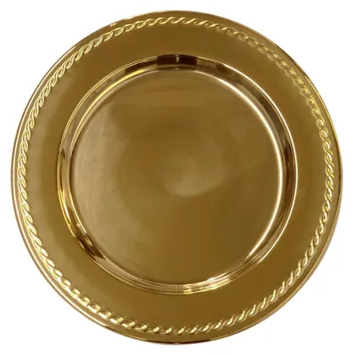 Produktbild von Edelstahl-Ladeteller mit Drehmuster, 33 cm, 6 goldene Plattenmagazine