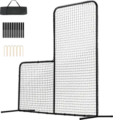 Obrázok produktu pre SucceBuy 7x7 ft baseballová a softbalová bezpečnostná sieť, prenosná odpaľovacia sieť v tvare L s taškou na prenášanie a kolíky, robustná ochrana proti odpaľovaniu v klietke