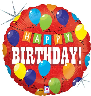 Produktbild von 18"/Ø46cm Folienballon "Happy Birthday" Party Holo/Glitter