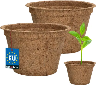 Produktbild von KOTARBAU® 2er Set Blumentopf Pflanztopf aus Kokosfaser 21.5 x 14 cm