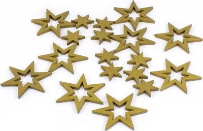 Produktbild von Oblique Unique 18 Holz Sterne Holzdeko Weihnachtsdeko Tischdeko Streudeko für Weihnachten - gold