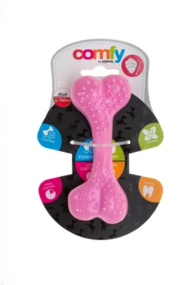 Produktbild von Comfy Dental Bone Hundespielzeug | Zahnpflege & Massage | Erdbeerduft | TPE | 12,5 cm | Für alle Hundegrößen