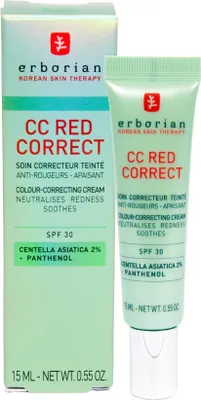 Obrázok produktu pre Erborian CC Red Correct, CC krém, 15 ml, Všetky tóny pleti, Ženy, Univerzálna pleť, Proti začervenaniu, Proti nedokonalostiam, Vyhladenie, Ochrana, Svietiace, Upokojujúci