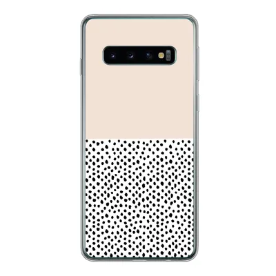 Produktbild von MuchoWow® Handyhülle Schutzhülle Hülle für Samsung Galaxy S10 Polka dots - Weiß - Schwarz Silikon Softcase Handy Hülle - Handytasche
