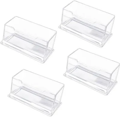Productafbeelding van Ibenzoa® Transparante acryl visitekaartjeshouder, set van 4, 10 x 3,5 x 4,5 cm, 116 g – voor kantoor en thuis