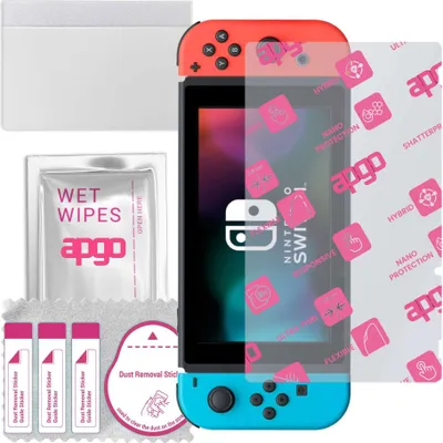 Produktbild von apgo Ultra-klar Hybrid Schutzglas kompatibel mit Nintendo Switch, Flexible Nano Glass, toller Ersatz für Hartglas, kratzfester Displayschutzglas, Displayschutz, Full Glue