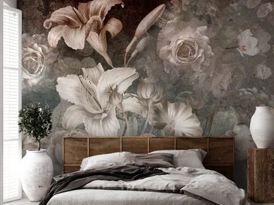 Produktbild von Vlies Fototapete Blumen 400x280 cm Tapeten Wandtapete XXL Botanik Natur Rose Vintage wie gemalt b-C-10273-a-a