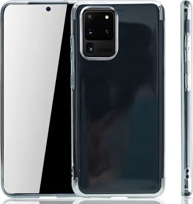 Produktbild von Handyhülle für Samsung Galaxy S20 Ultra Silber - Clear - TPU Silikon Case Backcover Schutzhülle in Transparent   Silber