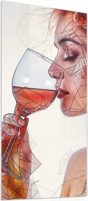 Produktbild von Glasbild 60x120cm in XXL für Wohnzimmer, Schlafzimmer Motiv Weintrinkende Frau