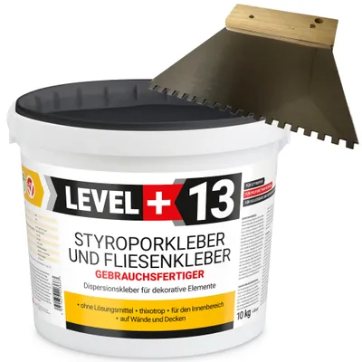 Produktbild von Styroporkleber 10kg Dispersionkleber Polymerbasis +Zahnahnspachtel 4mm SET L+13