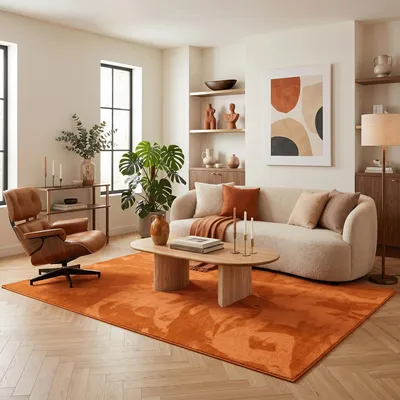 Produktbild von Luxus Super Soft Hochflor Langflor Teppich Melia Orange, Größe:140x200 cm