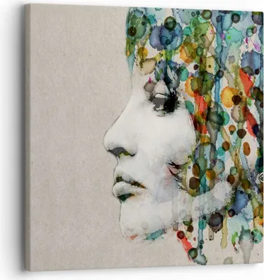 Produktbild von Bild auf Leinwand - Leinwandbild - Gesicht Frau - 30x30cm - Wand Bild - Wanddeko - Wandbilder - Leinwanddruck - Bilder - Kunstdruck - Wanddekoration - Leinwand bilder - Wandkunst - AC30x30-3533