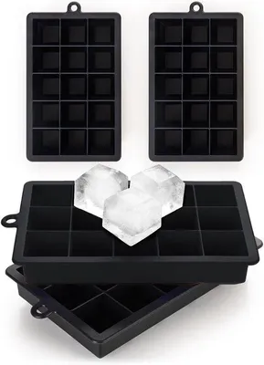 Produktbild von Famanu Silikon-Eiswürfelformen Set - 48 große Eiswürfel (2,5 cm) - BPA-frei mit Deckel