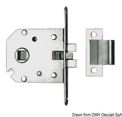 Zdjęcie produktu dla Zamek wpuszczany pojedynczy mosiężny chromowany 68x60x9mm, 1 szt