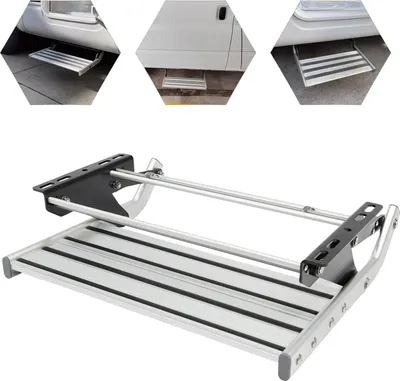 Produktbild von Einstieg für Wohnmobil/Wohnwagen - Manuelle Einzelstufe - Ausziehbare Seitentrittstufe - Aluminiumlegierung - Grau
