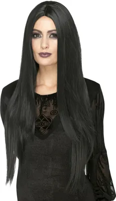 Produktbild von Lange Haare schwarz - Kostüm Perücke für Fasching