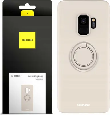 Image de Coque en silicone SPACECASE Coque en silicone avec anneau pour Galaxy S9 Beige