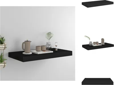 Obrázok produktu pre vidaXL Plávajúca polica čierna 50x23x3,8 cm MDF - Nástenné police