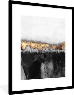 Produktbild von MuchoWow® Gerahmtes Poster Gold - Chic - Abstrakt 60x80 cm - Poster mit Schwarzem Bilderrahmen Wandposter Rahmen Foto Bilder - Wohnzimmer - Dekorationen - Prämie