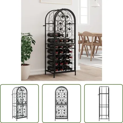 Zdjęcie produktu dla The Living Store Stojak na wino na 41 butelek Czarny 45x36x120 cm Kute żelazo