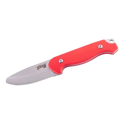 Produktbild von Herbertz Kindermesser, feststehende Klinge, AISI 440 Stahl, rostfrei, rote G10 Giffschalen, Nylonetui, Geschenkbox
