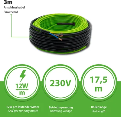 Obrázok produktu pre Dvojitý vykurovací kábel 17,5 m