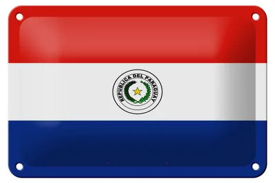 Produktbild von Blechschild Flagge Paraguays 18x12cm Flag of Paraguay Dekoration