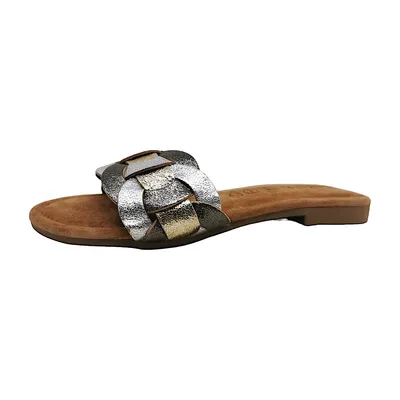 Produktbild von Lazamani Mona Damen Leder-Pantoletten Pewter Größe 36