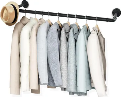 Obrázok produktu pre Vešiak na šaty na stenu - šetrí miesto - 119 cm - čierny - priemyselný