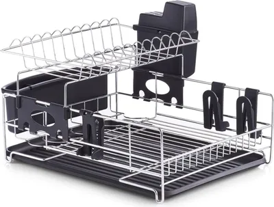 Zdjęcie produktu dla Zeller Present 27272, Ociekacz, Stojak, Wolnostojący, Sztućce, Naczynia, Czarny, Srebrny, Metal, Plastik