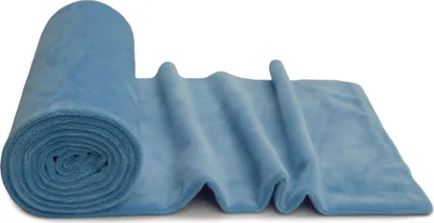 Image de Tissu tricoté Minky, motif lisse, bleu, 50 x 160 cm