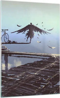 Produktbild von Bilder auf glas - Einteilig - Vogel Fahrrad modern - 70x100cm - Glasbilder - Wandbilder - Bilder - zum Aufhängen bereit - Wanddekoration aus Glas - Glas Bilder - Wandbild auf Glas - GPA70x100-3721